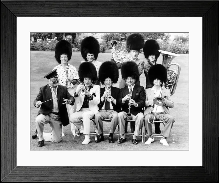 Framed Print : Jim Davidson George Layton Nick Owen Eamonn Andrews Benny Hill Lionel Blair Wearing A