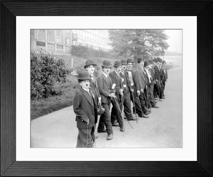 Framed Print : Charlie Chaplin Competition outside the Crystal Palace in London. The Tramp
