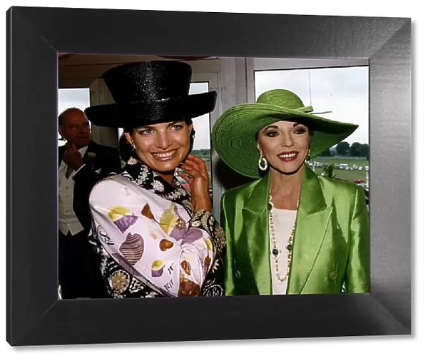 Victoria Tucker the girlfriend of Lord White of Hull at Derby Day with Joan Collins