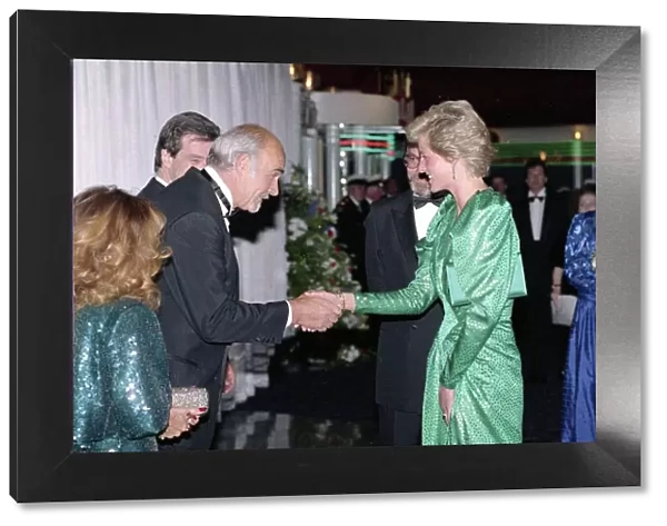 Princess Diana meets Sean Connery at the Royal Gala Premiere for The Hunt for Red October