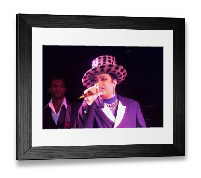 Framed Print : Boy George Sept 1999 from Culture Club singing at the Labour Conference party Framed Print : Boy George Sept 1999 from Culture Club singing at the Labour Conference party