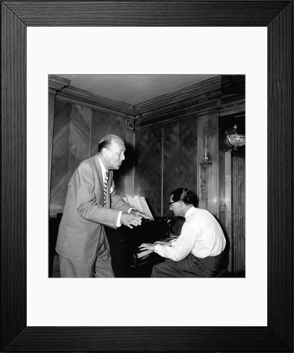 Framed Print : Noel Coward actor and playwright performing at the Dorchester Hotel London July