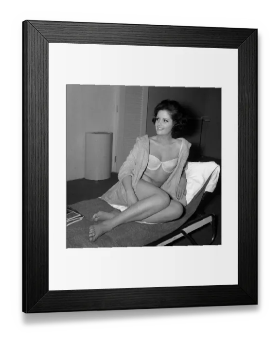Framed Print : Bond Girl Dominique Don relaxes on set of the Bond film Goldfinger, April 1964 Framed Print : Bond Girl Dominique Don relaxes on set of the Bond film Goldfinger, April 1964
