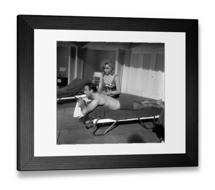 Framed Print : Sean Connery on the set of the James Bond movie Goldfinger being shot at Pinewood studios