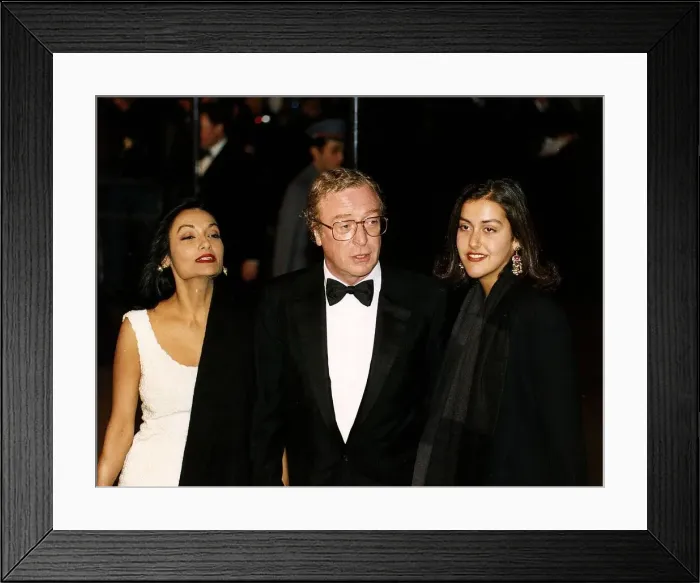 Framed Print : Michael Caine British acto with his wife Shakira and daughter Natasha