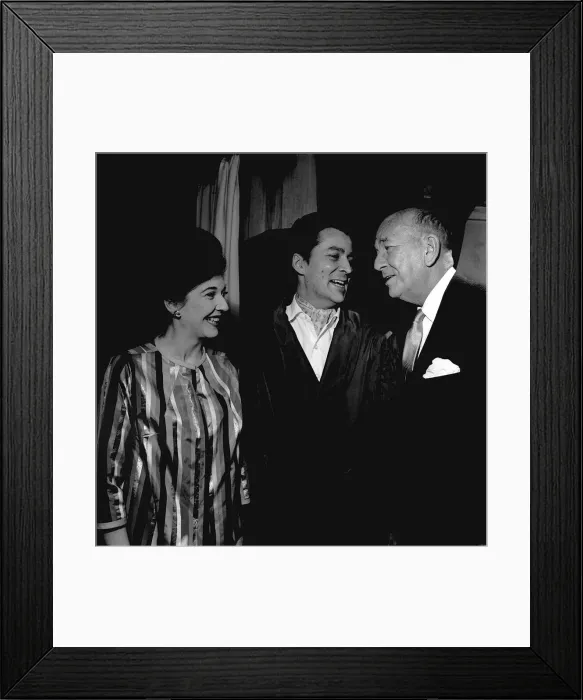 Framed Print : Noel Coward with actress Rosemary Martin and actor Eduard De Souza at a special