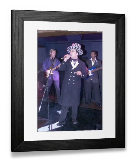 Framed Print : Boy George Sept 1999 from Culture Club singing at the Labour Conference party
