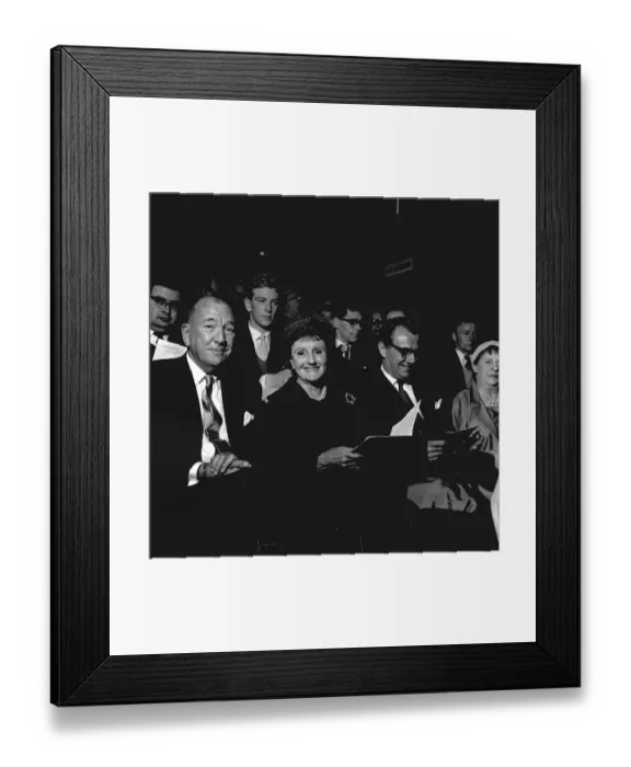Framed Print : Noel Coward with Joyce Carey and Graham Payne at a special performance of his play