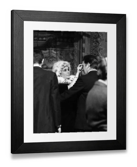 Framed Print : Elizabeth Taylor Feb 1963 and Richard Burton at TV Studios rehersing a programme for St