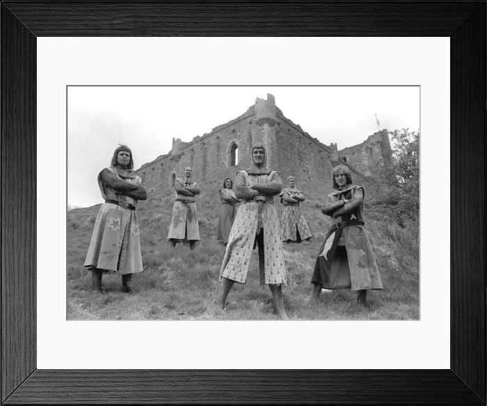 Framed Print : John Cleese as Sir Lancelot and the footballing knights Medieval Monty Python based