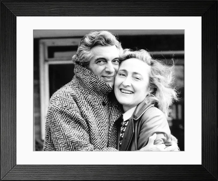 Framed Print : Frankie Vaughan singer and entertainer January 1987 hugging with his wife Stella
