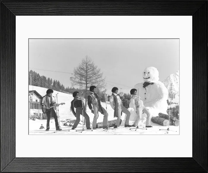 Framed Print : The Jackson 5 February 1979 Performing in Switzerland on the slopes