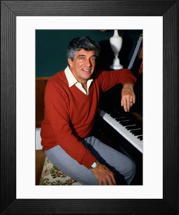 Framed Print : Frankie Vaughan sitting at piano December 1985 Framed Print : Frankie Vaughan sitting at piano December 1985