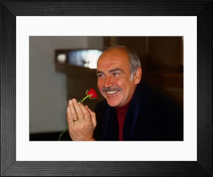 Framed Print : Sean Connery holding rose January 1990 Framed Print : Sean Connery holding rose January 1990