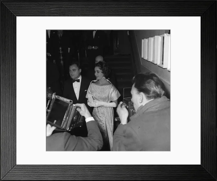 Framed Print : Elizabeth Taylor 1958 Actress with Mike Todd at premiere of ballet Broken Date Framed Print : Elizabeth Taylor 1958 Actress with Mike Todd at premiere of ballet Broken Date
