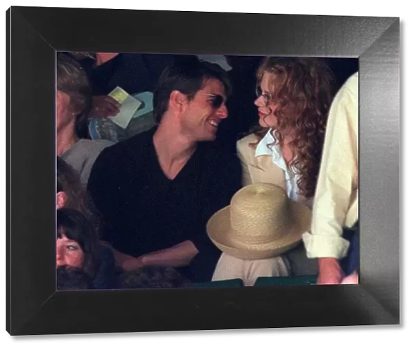 Tom Cruise actor Film star sits with wife Nicole Kidman actress on Wimbledon