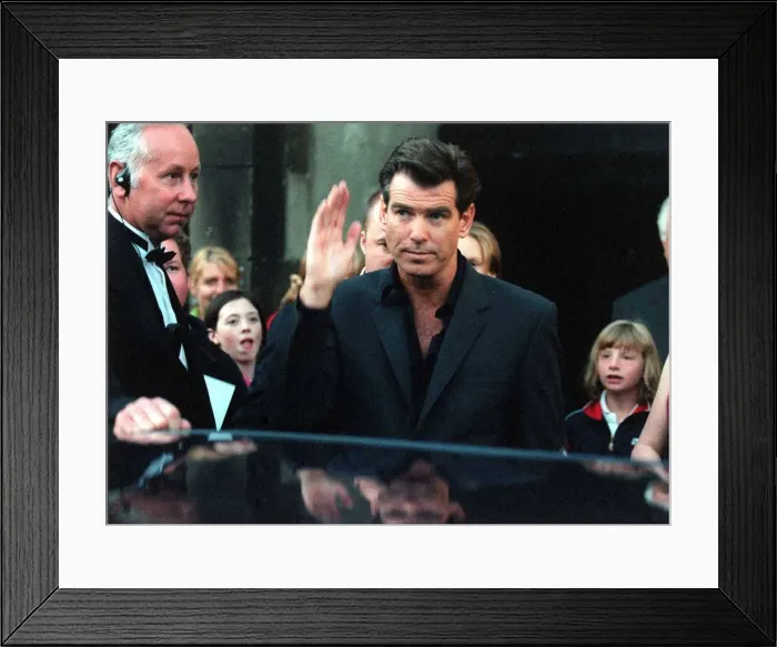 Framed Print : Actor Pierce Brosnan August 1999 at the back door of the Odeon in Edinburgh