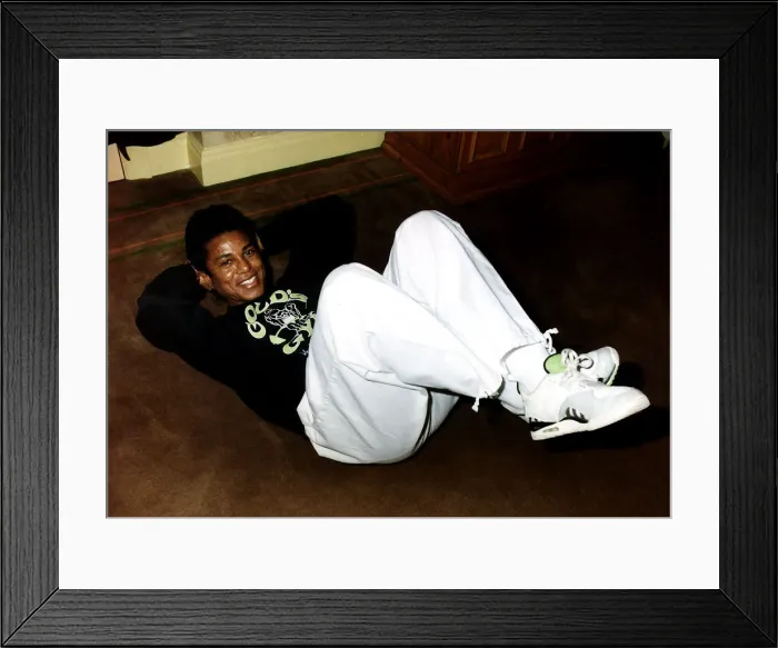 Framed Print : Jermaine Jackson Pop Singer exercising on floor DBase Framed Print : Jermaine Jackson Pop Singer exercising on floor DBase