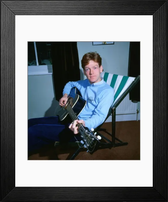 Framed Print : Kenneth Branagh actor director 1985 playing guitar