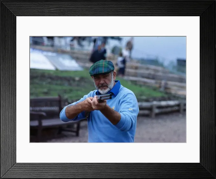 Framed Print : Sean Connery Cancer Research shoot Gleneagles 1988 shotgun