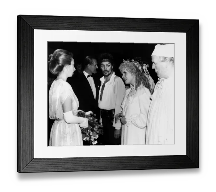 Framed Print : Princess Anne and Prince Philip, Duke of Edimburgh meet stars of Pirates of Penzance 1982