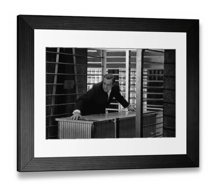 Framed Print : Film Goldfinger 1964 Sean Connery as James Bond 007 hand cuffed to a nuclear bomb in