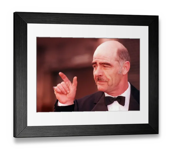 Framed Print : Sean Connery lookalike February 1198 John Garland wearing bow tie pointing finger Framed Print : Sean Connery lookalike February 1198 John Garland wearing bow tie pointing finger
