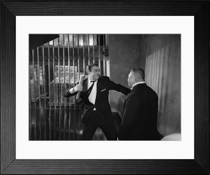 Framed Print : Film Goldfinger 1964 Sean Connery as James Bond 007 fighting with Goldfinger Framed Print : Film Goldfinger 1964 Sean Connery as James Bond 007 fighting with Goldfinger