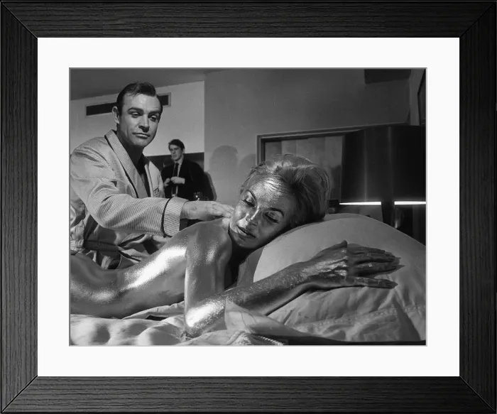 Framed Print : Film Goldfinger 1964 Shirley Eaton Sean Connery Pictured on set during filming Framed Print : Film Goldfinger 1964 Shirley Eaton Sean Connery Pictured on set during filming