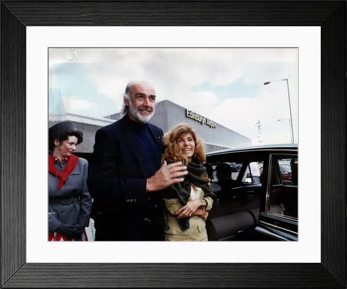 Framed Print : Sean Connery and wife Micheline Connery at Edinburgh Airport