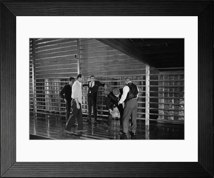 Framed Print : Film Goldfinger 1964 Sean Connery as James Bond 007 receives instuction from the director