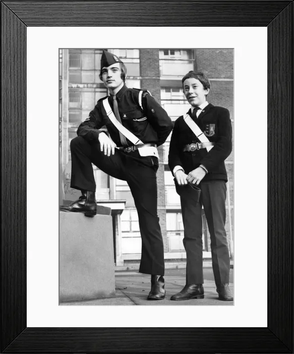 Framed Print : Two Boys Brigade members showing off the new uniforms Framed Print : Two Boys Brigade members showing off the new uniforms