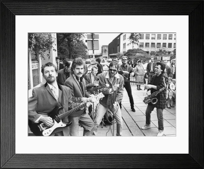 Framed Print : North East group Lindisfarne busking opposite Newcastle Civic Centre Framed Print : North East group Lindisfarne busking opposite Newcastle Civic Centre