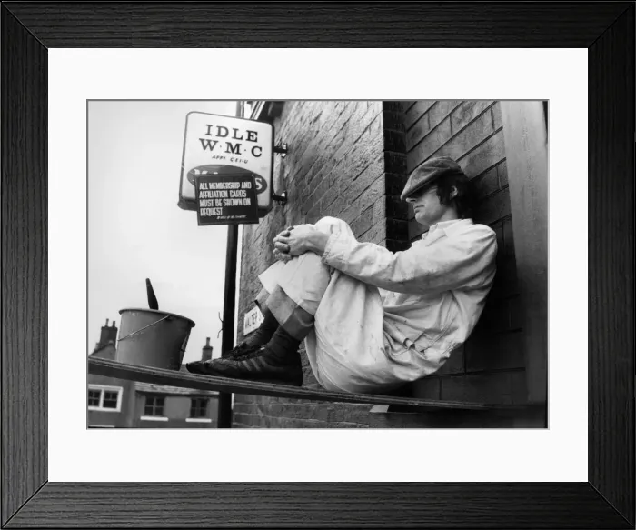 Framed Print : Idle workers club. Lazy Chris Marshall, club member has been out of work for a year Framed Print : Idle workers club. Lazy Chris Marshall, club member has been out of work for a year