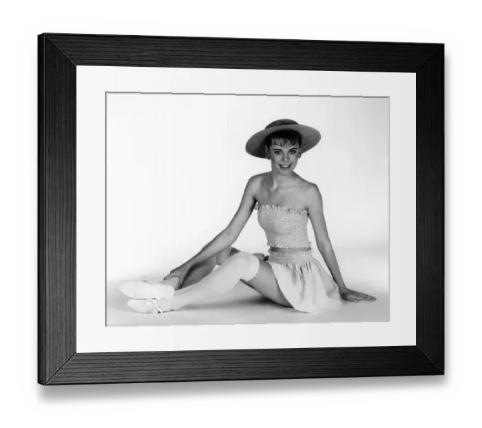 Framed Print : Fashion - Skirts - 87: Pink print mini skirt and ruched boob tube top. Wide brimmed hat