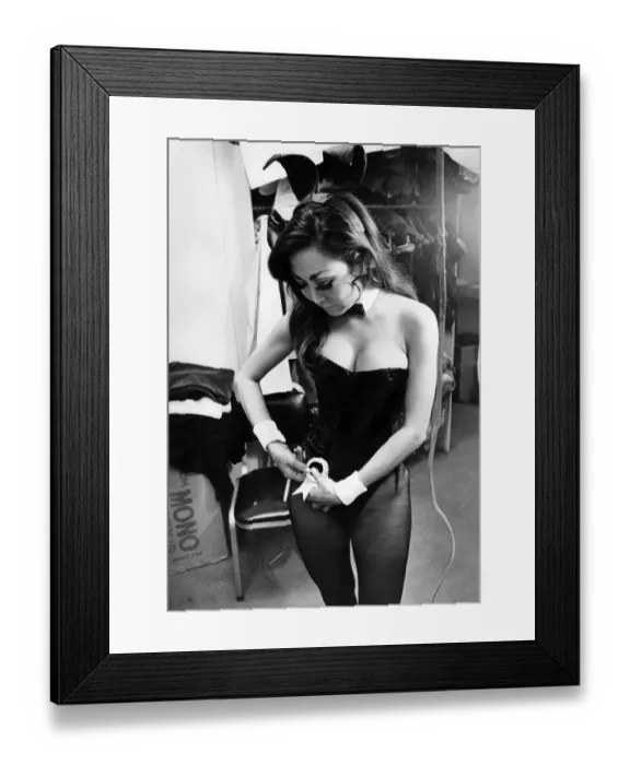 Framed Print : Playboy Club, London. Model wears bunny ears, basque Framed Print : Playboy Club, London. Model wears bunny ears, basque