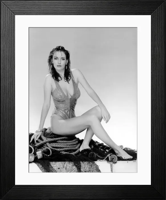 Framed Print : Clothing beach. Gottex one-piece blue costume available at Harrods. Wet-look Framed Print : Clothing beach. Gottex one-piece blue costume available at Harrods. Wet-look