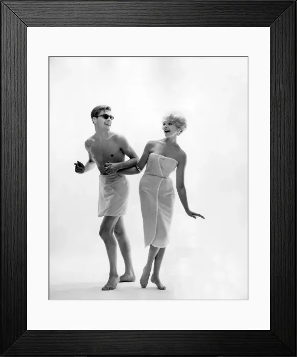 Framed Print : Clothing Beach. His and Hers'theme. They Framed Print : Clothing Beach. His and Hers'theme. They
