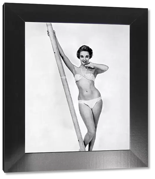 Clothing Beach. Bikini. Two piece swimming costume. January 1958 P017970