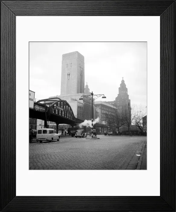 Framed Print : The Overhead Railway Bridge in Liverpool 1955 Warner 1955-2000-3 Framed Print : The Overhead Railway Bridge in Liverpool 1955 Warner 1955-2000-3