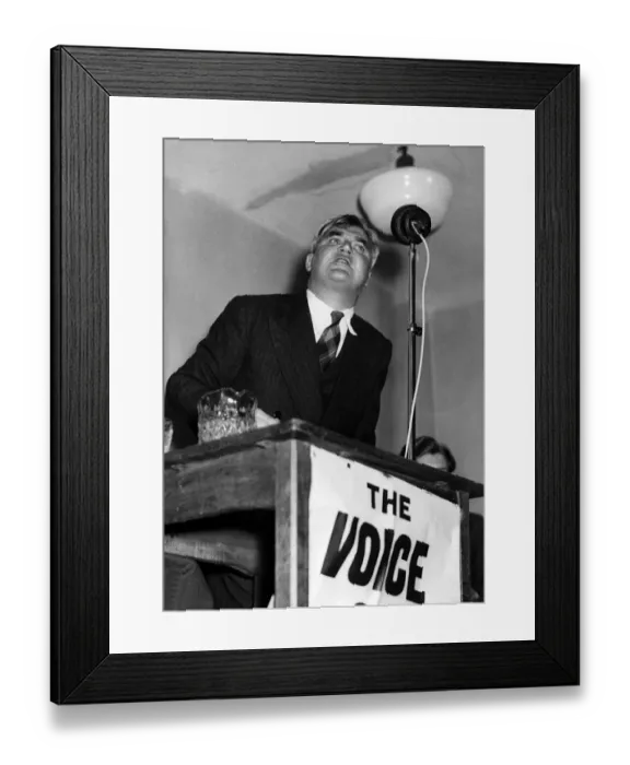 Framed Print : Aneurin Bevan Labour MP on podium in Liverpool 1951 Framed Print : Aneurin Bevan Labour MP on podium in Liverpool 1951