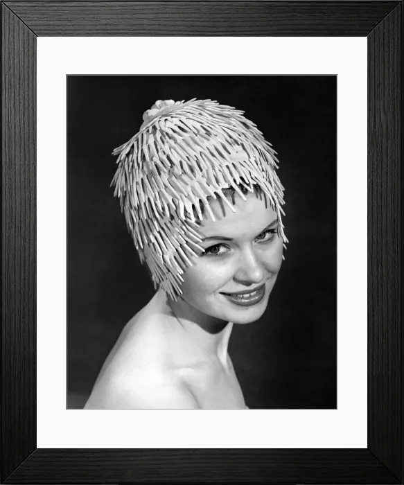 Framed Print : Clothing Beach: Sea Urchin. A perky swimming cap, head-hugging