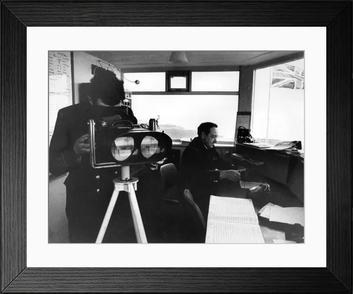 Framed Print : H. M. Coastguards St. Margarets Bay coastguard station overlooking the Straits