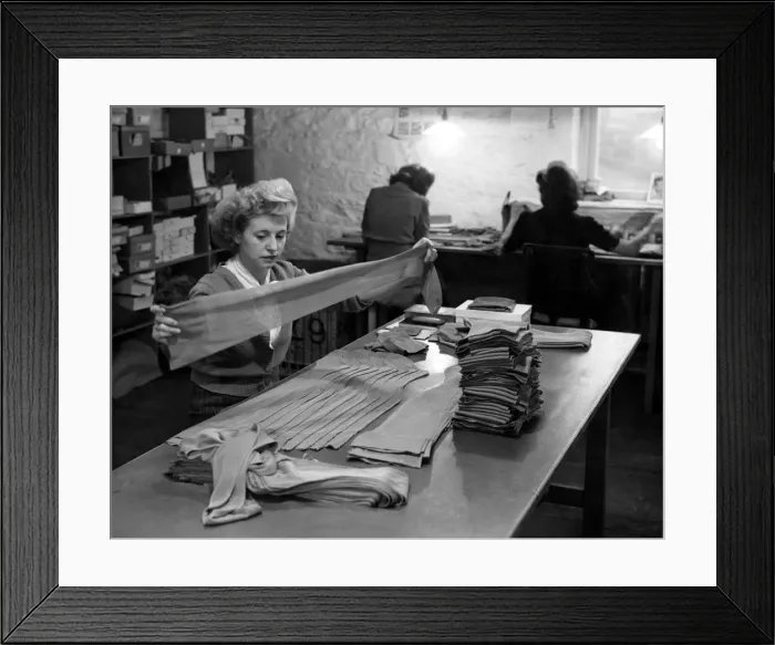 Framed Print : Industry: stocking manufacture. Circa 1940s P017762 Framed Print : Industry: stocking manufacture. Circa 1940s P017762