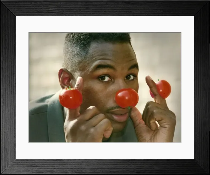 Framed Print : Lennox Lewis nose he won t fool Tony Tucker Comic Relief. Charity. Comedy Framed Print : Lennox Lewis nose he won t fool Tony Tucker Comic Relief. Charity. Comedy