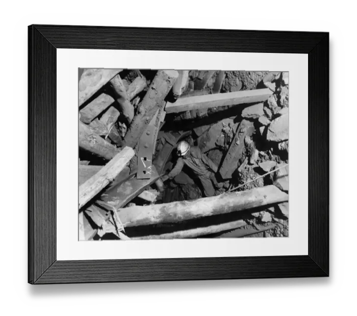 Framed Print : The state of the mines. A roadway at Sealfield Colliery falling apart