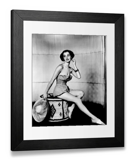 Framed Print : Woman wearing one piece swimsuit February 1953 P017641 Framed Print : Woman wearing one piece swimsuit February 1953 P017641