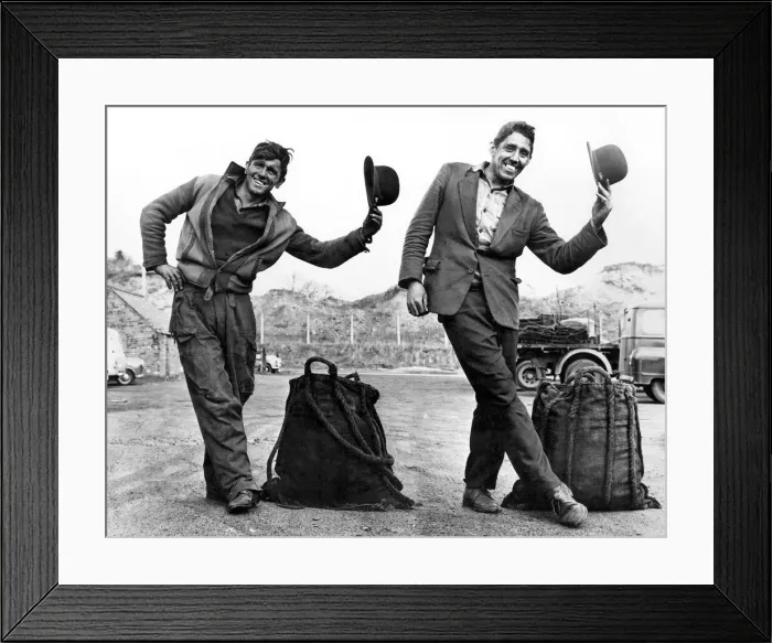 Framed Print : Enter the Coalmen - both in bowler hats. Two bowler-hatted gents turned up on Grandma