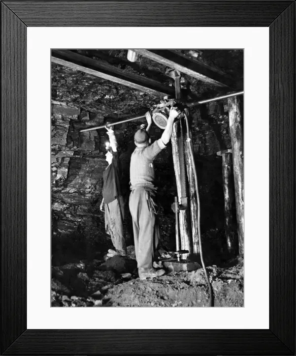 Framed Print : The C. P. Hole-boring machine is being used to bore apertures in the coal face - the same Framed Print : The C. P. Hole-boring machine is being used to bore apertures in the coal face - the same