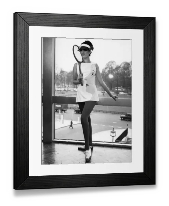 Framed Print : Teddy Tinlings international trend-setting collection of tennis wear for 1967 brings